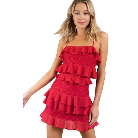 Tobi Kiss the Night Red Ruffle Dress Size M - Picture 1 of 11